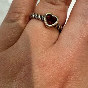 James Avery Heart-Shaped Garnet Silver Ring